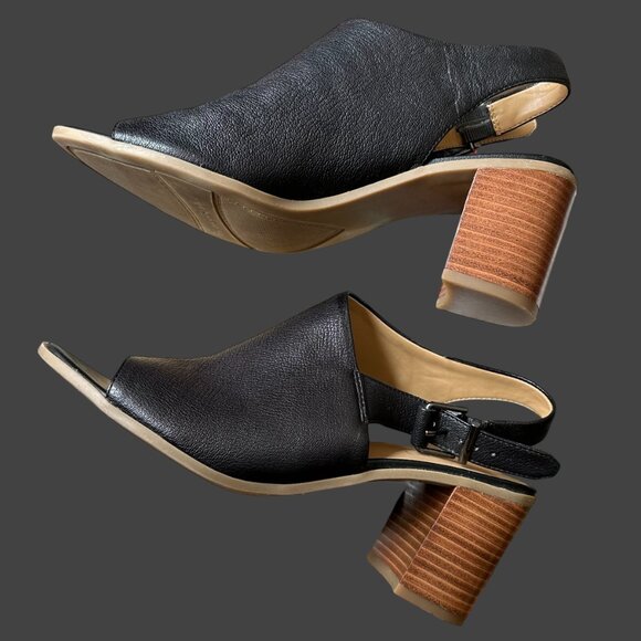 Franco Sarto Harbor Sandal Open Toe Slingback 8.5 M Buckle Shoe Black Asymmetric - Picture 11 of 12